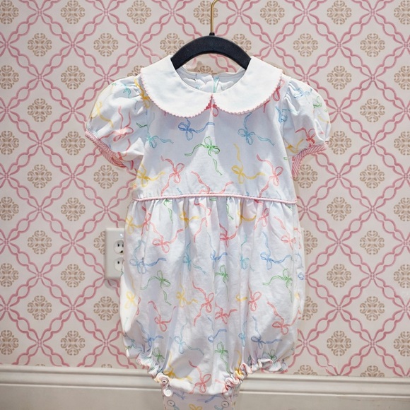 Shrimp & Grits Kids Other - Shrimp & Grits Kids Serendipity Pastel Bows Bubble Peter Pan collar Size 3T